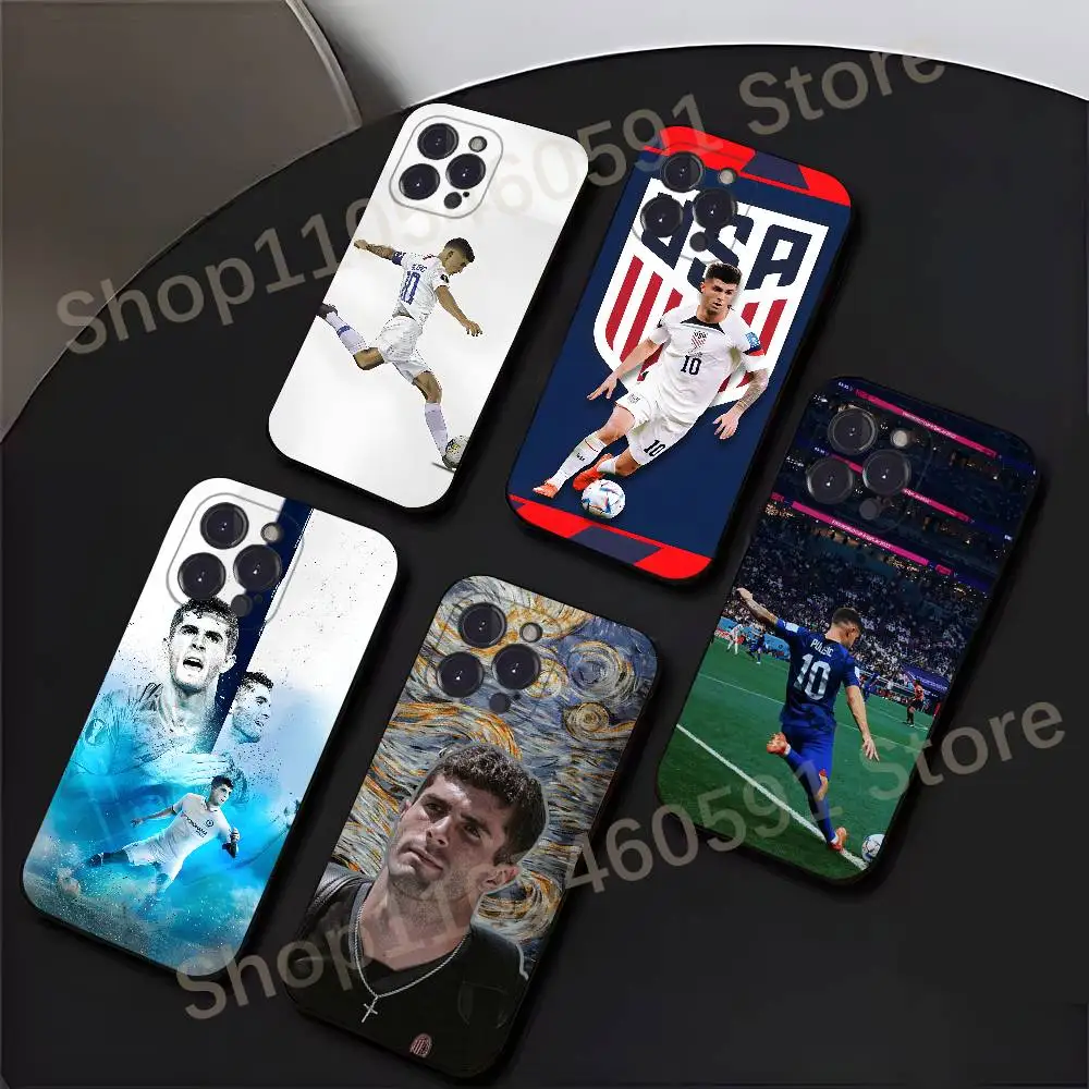 Christian Pulisic USA 2026 Phone Case For iPhone 17,16,15,14,13,12,11,Plus,Pro Max,Mini,Soft Silicone Black Cover
