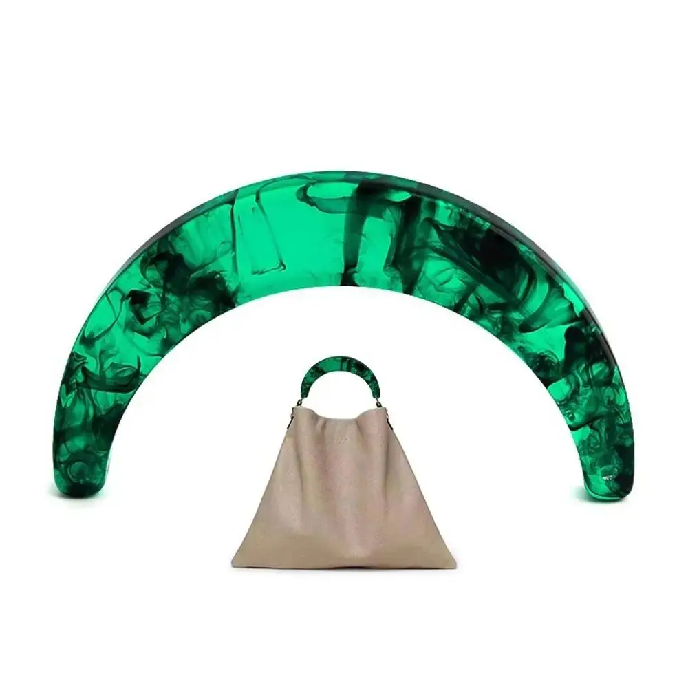 Stanzfreier Taschengriff aus Kunstharz für Damen, U-förmig, halbrunde Handtaschengriffe, bernsteinfarben, 13,5 cm, Tragegriff, handgefertigt