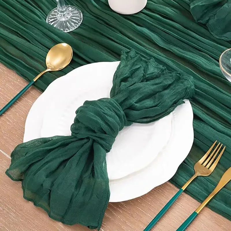 12Pcs Purple Boho Semi-Sheer Gauze Wrinkled Table Napkins For Dining Vintage Wedding Party Banquets Christmas Table Decorate