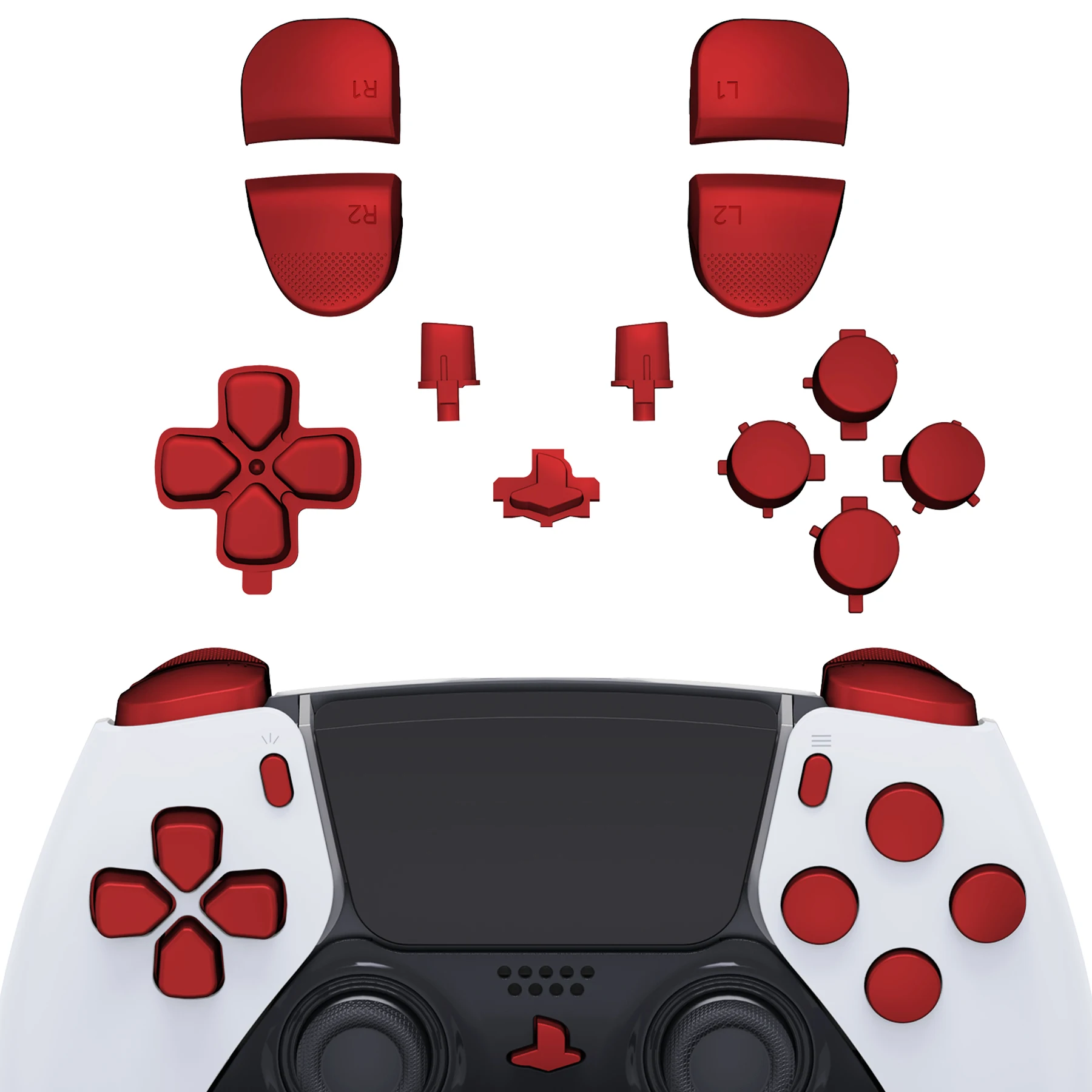 eXtremeRate Replacement Full Set Buttons for ps5 Edge Controller - Scarlet Red