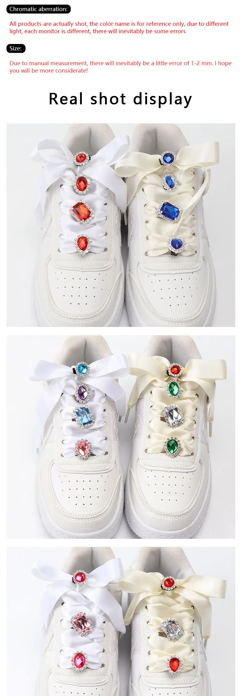 1 Stück Diamant-Schnürsenkel-Dekoration Luxuriöse Glänzende Strass-Schnalle Schuhzubehör Plastik-Schuhcharms Design für Sneaker – Detail 4