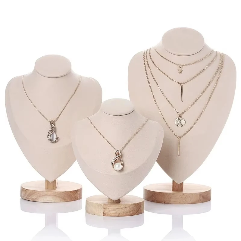 Velvet Portrait Necklace Display Stand Pendant Organizer Jewelry Rack Jewelry Mannequin Bust Necklace Window Display Racks