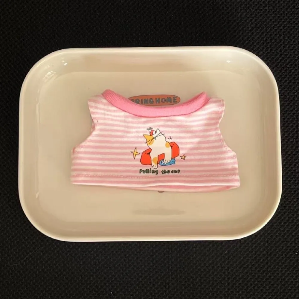 1 set Striped T-shirt 10/20cm Cotton Clothes Cowboy Hat Cartoon Pattern 20cm Cotton 's Clothes Cute Fashion 10cm Clothes