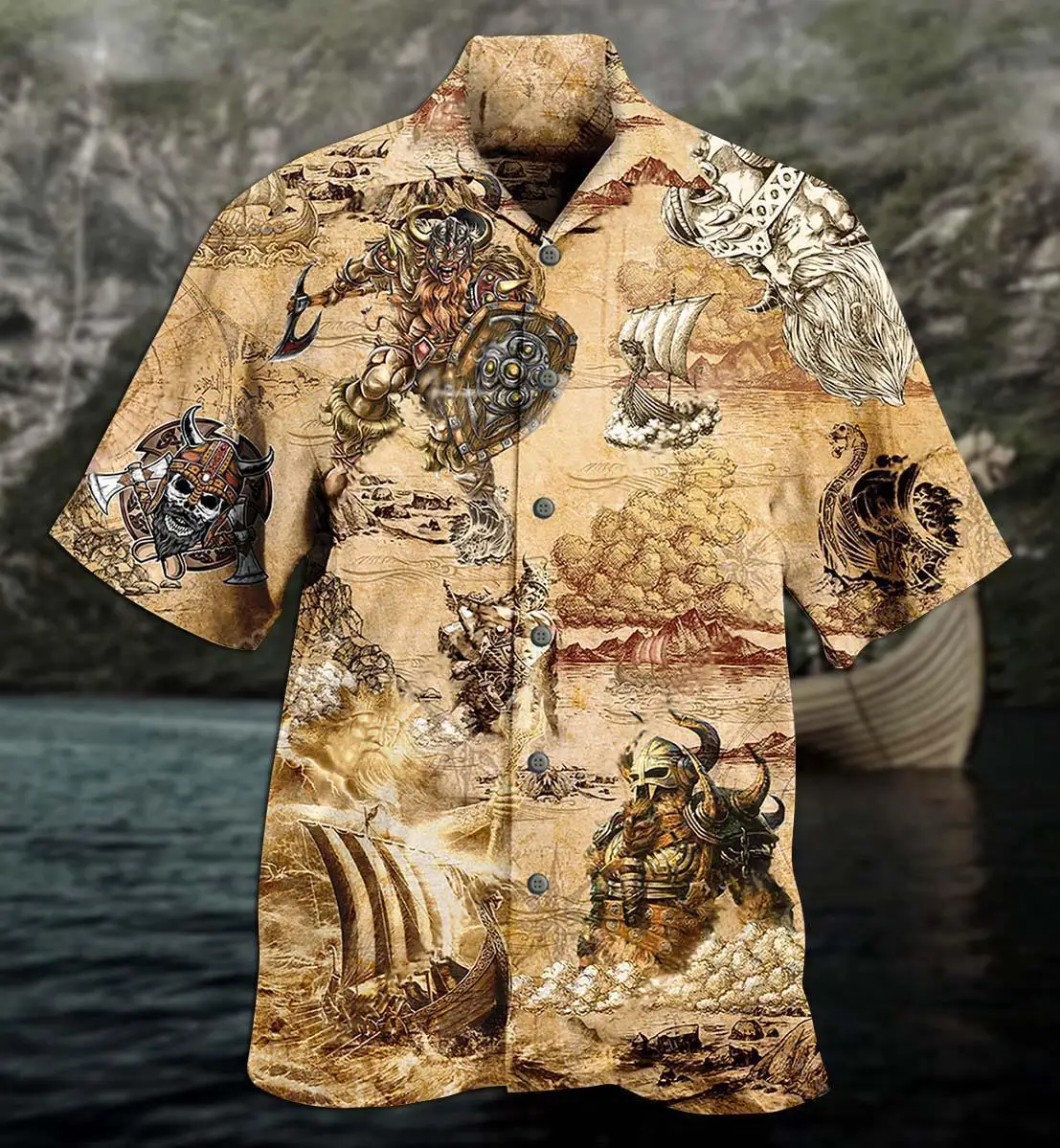 New Men's Hawaii Shirts Short Sleeve Hawaiian Style Cuban Shirt Viking Oversized Top 3D Printed Men's Summer Vacation