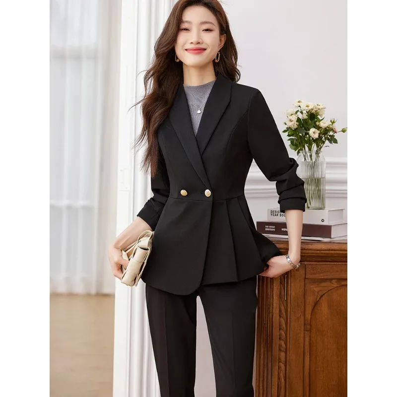 Elegante Frauen Hose Anzug Büro Damen Arbeit tragen formelle Jacke Hose weibliche Business Blazer 2 Stück Set Mantel