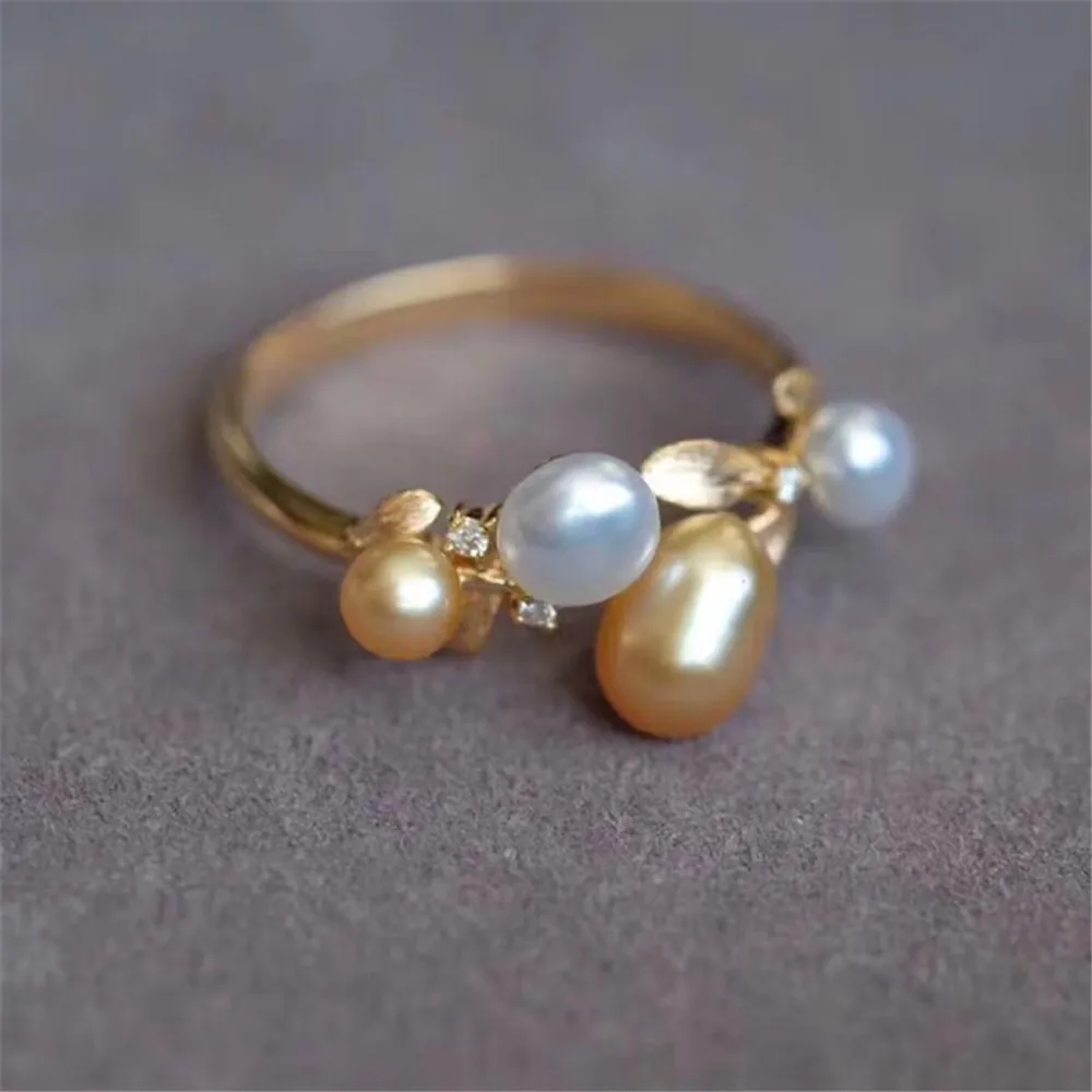 DIY Pearl Ring Accessories S925 Sterling Silver Pearl Ring Empty Multi-bead Ring Holder Fit 4-5mm Round Oval Z202