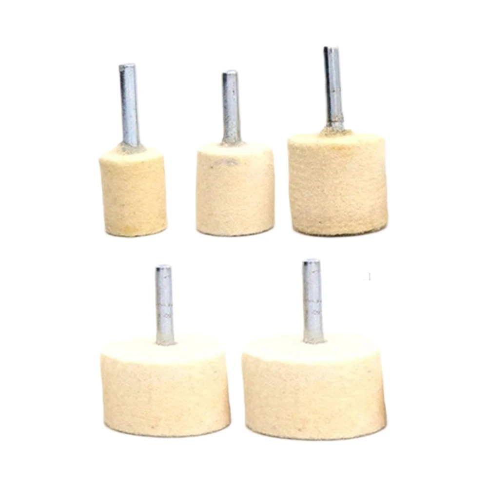 

5pc Wool Felt Mounted Polishing Buffing Wheel 6mm Shank Grinding Head For Rotary Tools Electric Rotary Grinding Machines 20-40mm