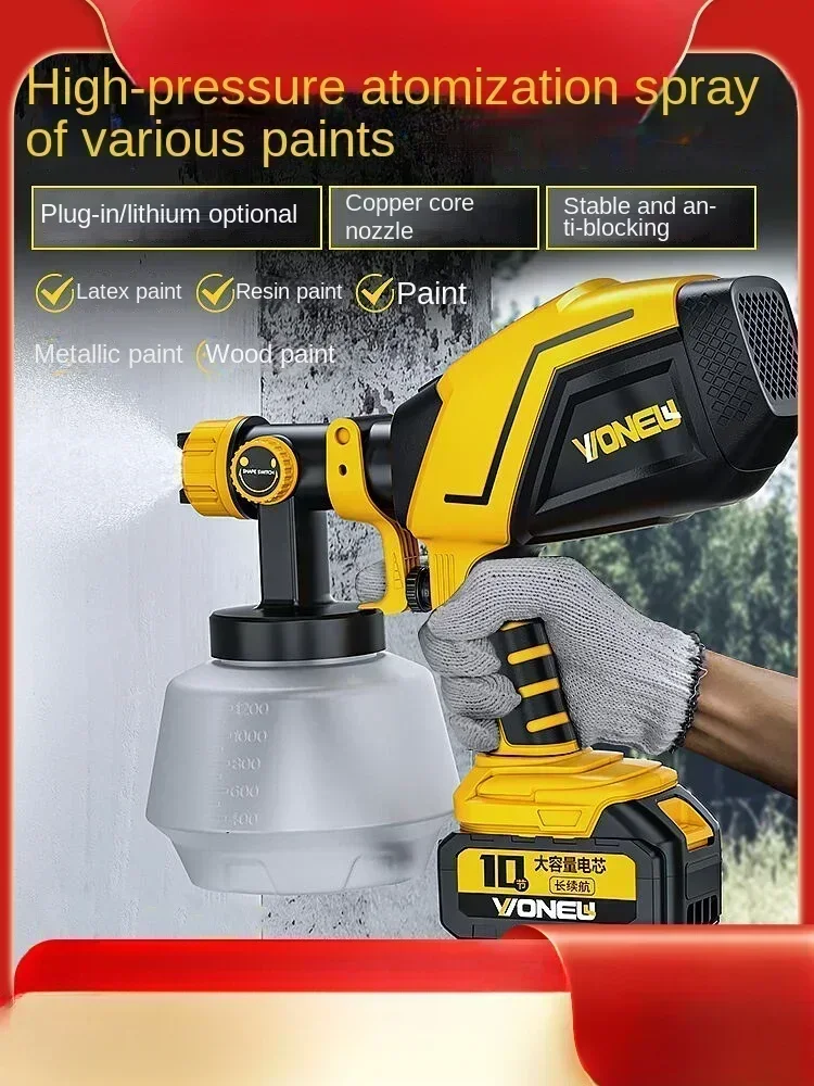 220V draadloze elektrische verfspuit voor thuisgebruik met hogedrukmondstuk