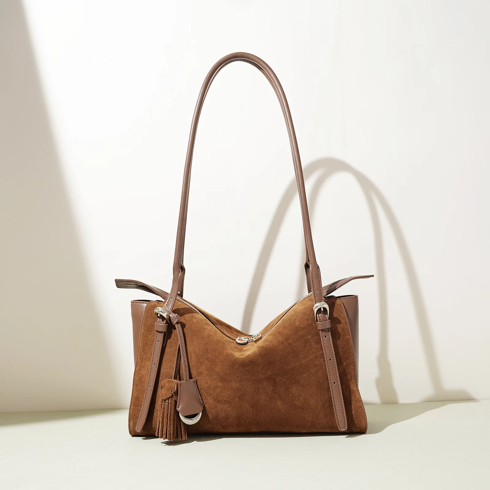 

New Women's Tote Bag Korean Style Suede Cowhide Leather Top-Handle & Underarm Shoulder Bag Large Capacity Ladies Handbag