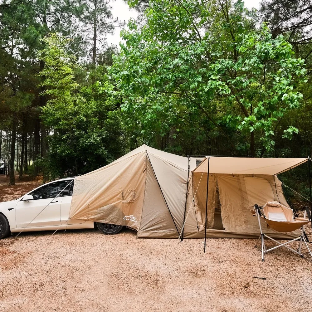 

ACtent for Tesla Model 3&Y, Pop-Up SUV Tent w. Awning for Car Camping, Connects to Tesla Tailgate for Air-Conditioning, Sleeps 6
