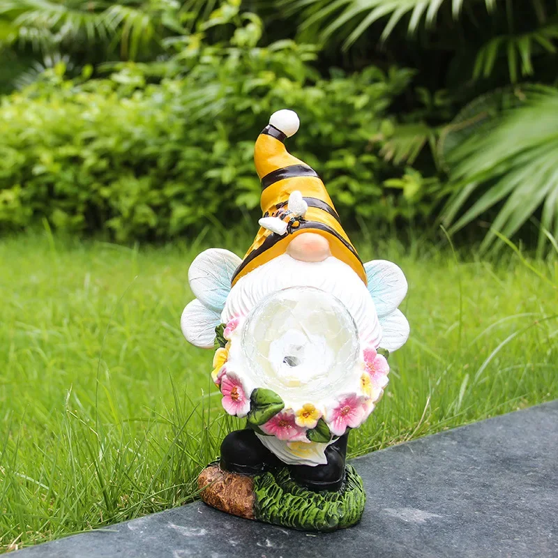 Solar-Powered Fairy and Gnome Decoration for Outdoor Gardening