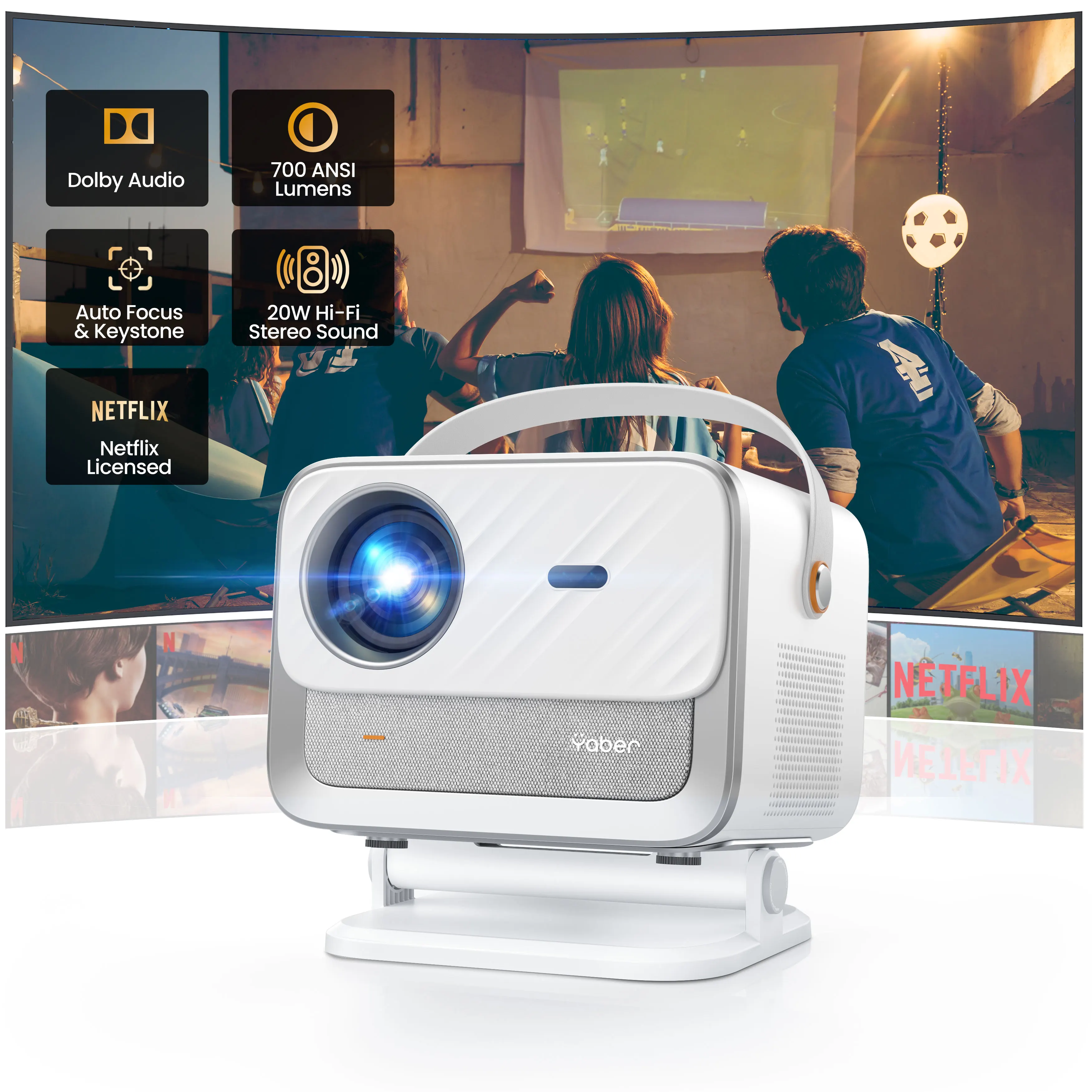 Auto Focus Keystone-Video projector netflip integrated-Dolby 20W projector native Video Full HD P - 700ASIN 4K Full Sealed WiFi Projector Full Portable Video projector