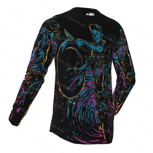 Imagen 2 del producto Camisetas de ciclismo de manga larga para hombre, camisetas para bicicleta de montaña y descenso, ropa para bicicleta todoterreno DH