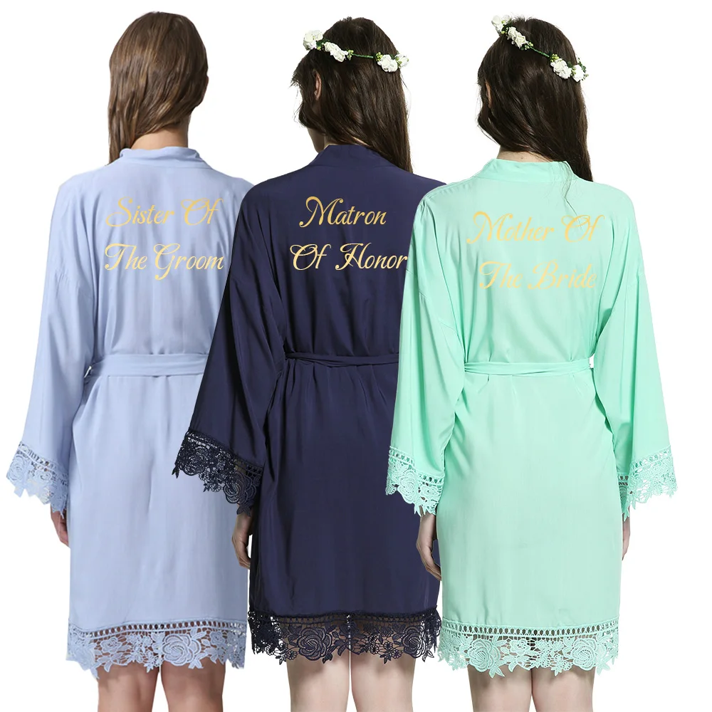 

Wedding Mother Bride Bridesmaid Robe Dressing Gown Cotton Kimono Bathrobe for Women Bridal Shower Bachelorette Hen Party