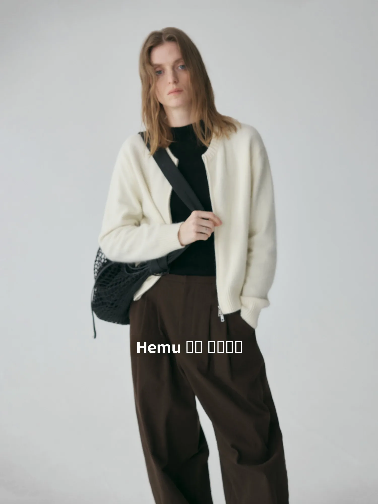 

Warm Animal Velvet Wool Knitted round Ne Zipper ort Versatile Sweater Cardigan AMOR Snowscape Commute Sle Slim Fit Nylon