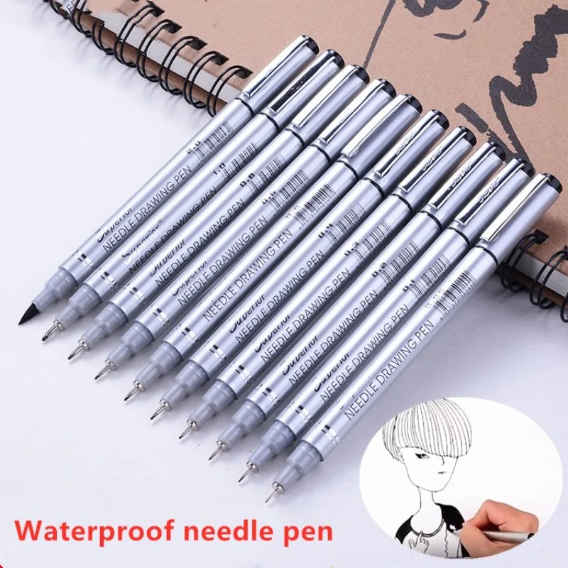 0.05-2.0mm Waterproof Extremely Fine Needle Pen Set Water-based Pigment Paint Brushes Student Art Cartoon Design Hook Line Pen