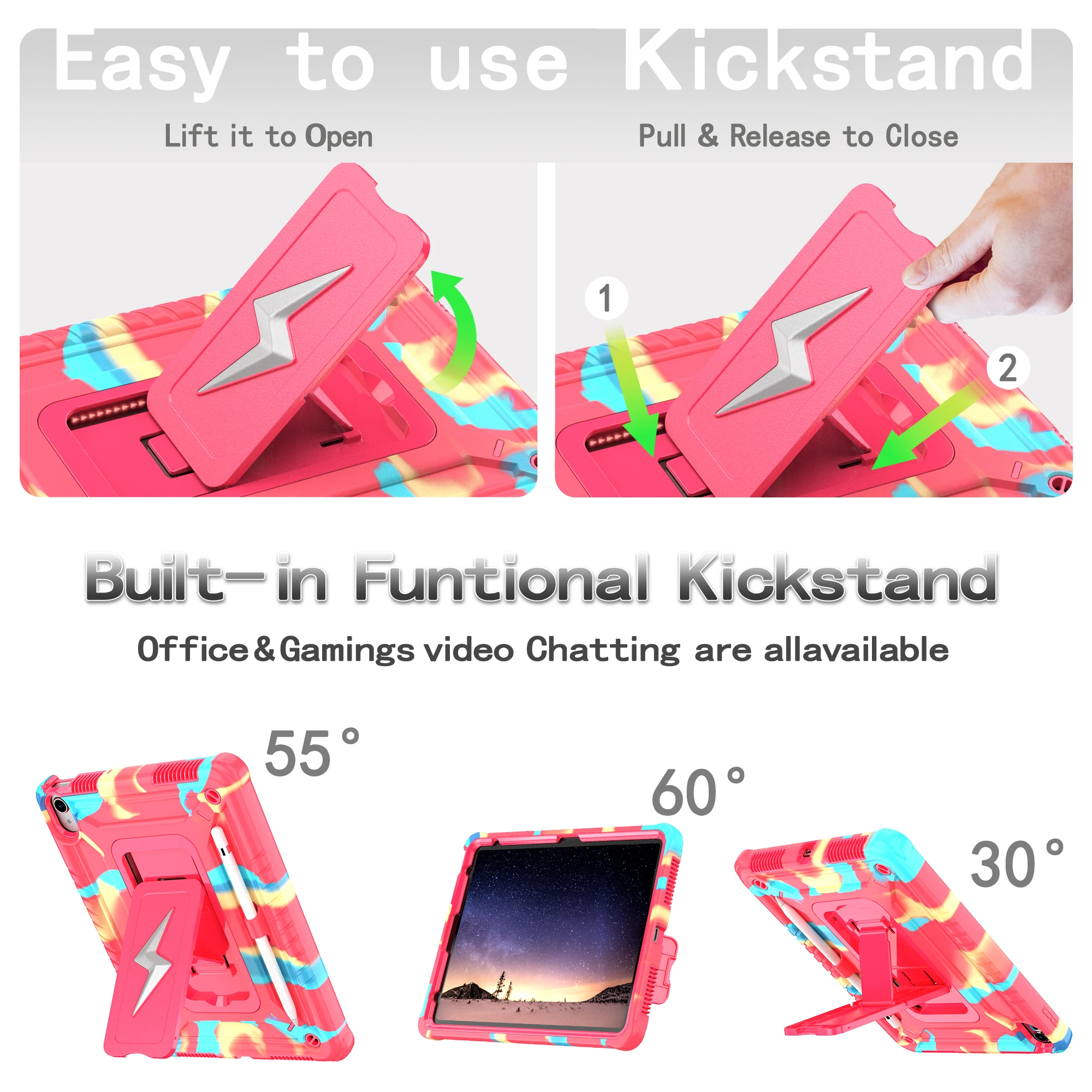 

Hybrid Stand Case For iPad A16 2025 11th 10.9 2022 10th 10.2 7th 8th 9th Gen Air 1 2 Pro 9.7 2017 2018 3-in-1 Heavy Duty Cover