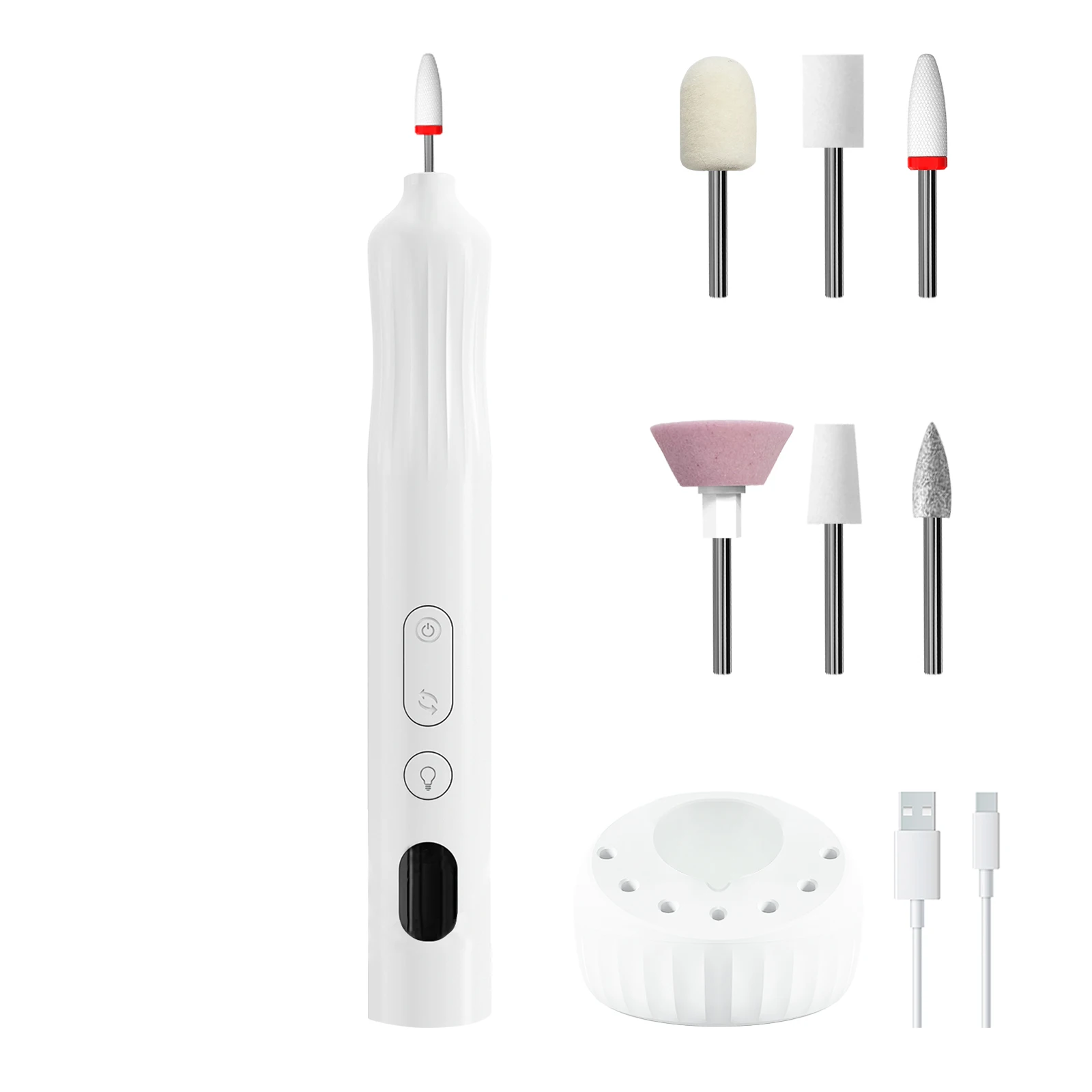 HULMAY-taladro eléctrico inalámbrico para uñas, eliminador de uñas de gel, cuidado de uñas, UV Ram PF, 6 tipos de brocas