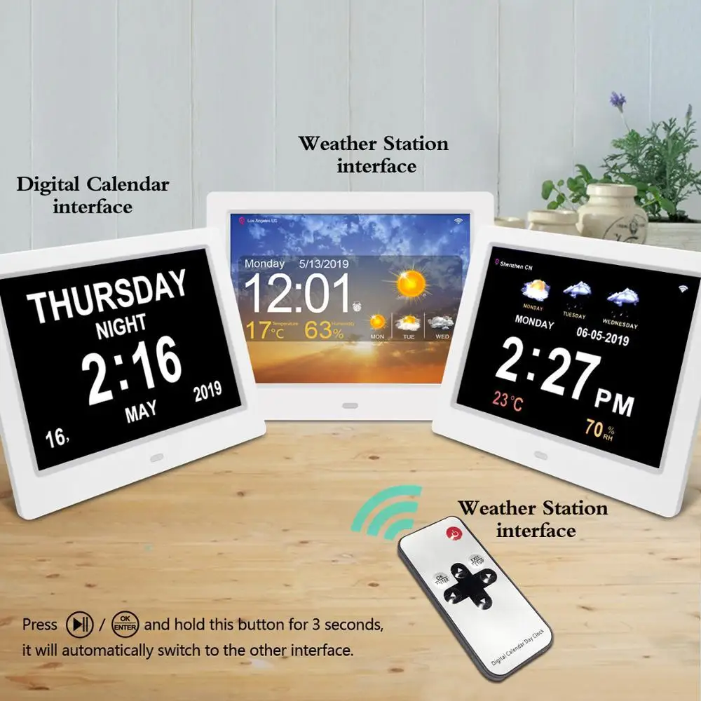 New 7 Inch Wifi Weather Forecast Smart Clock Elderly Medicine Reminder Electronic Clock Electronic Cloud Photo Frame