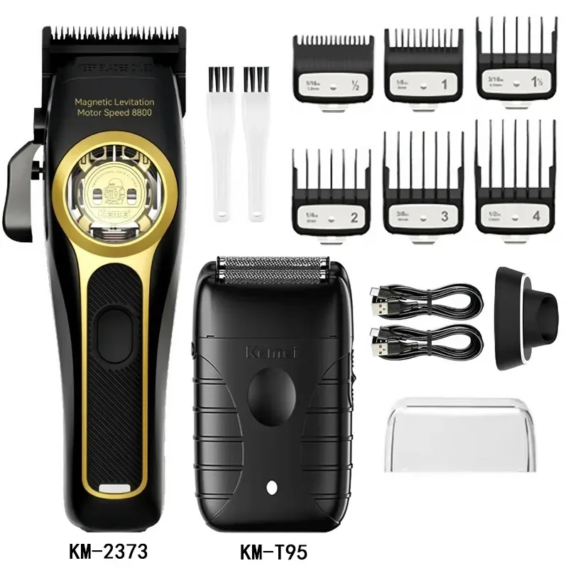 Kemei Hair Clipper Km-2373 Km-1757 Km-T95 Barber Blading Hair Cutting Machine Clipper Grooming Cordless Rechargeable Shaver