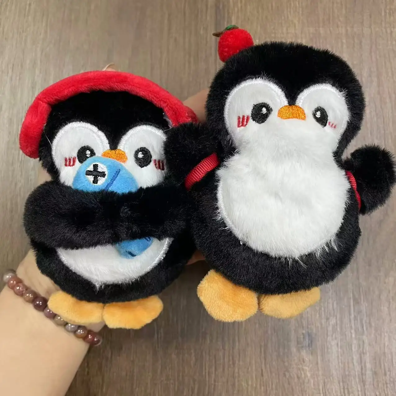 Cute snowman and penguin plush bag doll keychain cartoon doll best friend backpack couple pendant gift