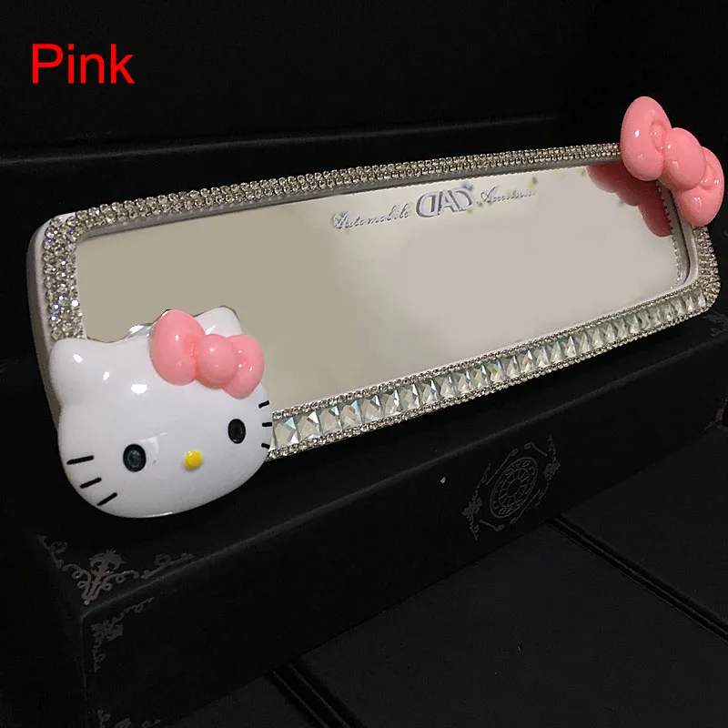 Sanrio Hello Kitty Rearview Mirror Korean Version of Car Interior Products Decoration with Diamonds Women's Car Cute Accessories - view 2