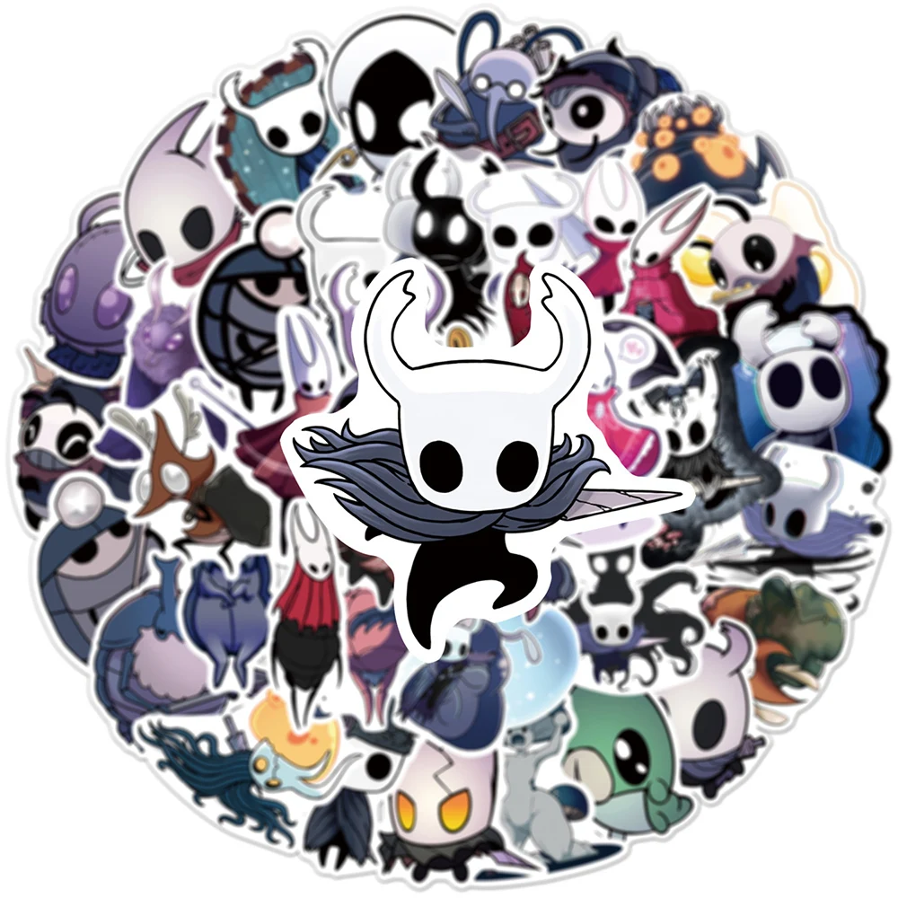 10/30/54 Stück Cartoon Hollow Knight Spiel-Aufkleber Lustige Graffiti-Sticker für Laptop, Handy, Skateboard, Tagebuch, Coole Wasserfeste Aufkleber-Set