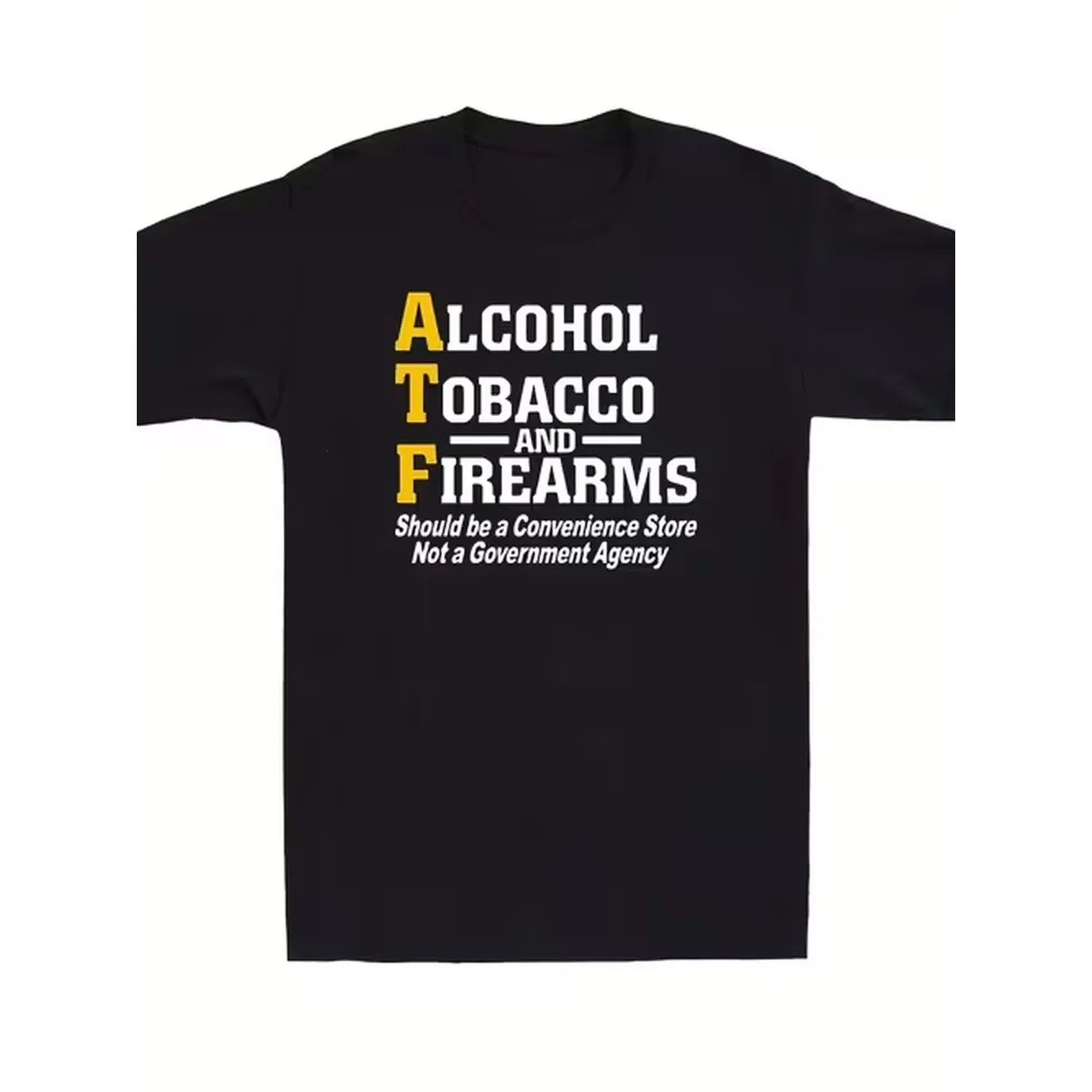 mens vintage atf quote meme t shirt yellow wine cigarettes guns design vintage gun design casual quote tee suitable for 2a supporters christmas halloween gift idea regular neck shirt holiday gift