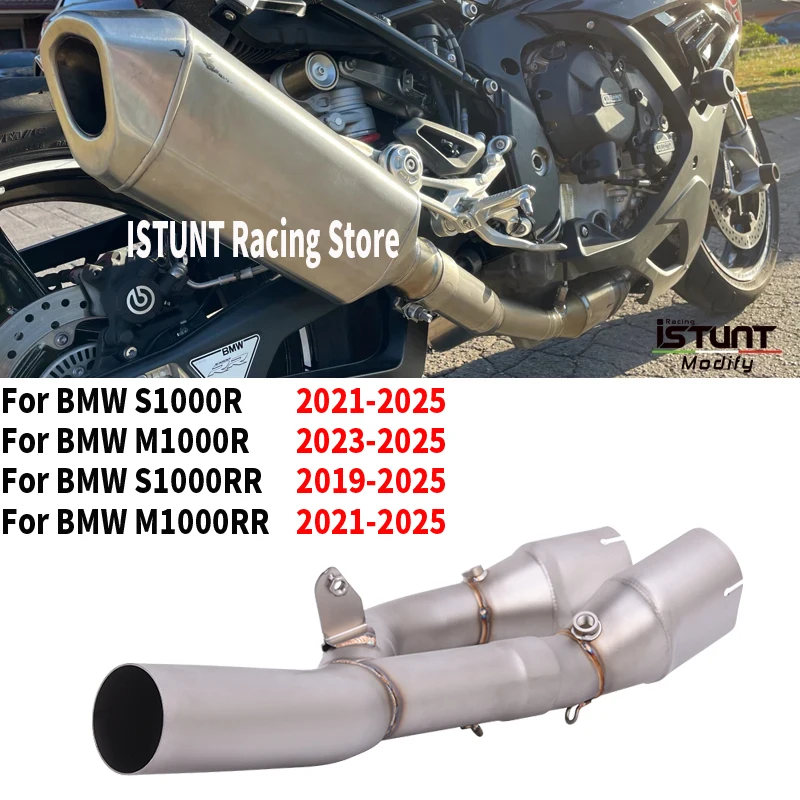 Slip On For BMW S1000R S1000RR M1000R M1000RR 2019 - 2025 Motorcycle Exhaust Modify System Escape Moto Mid Link Pipe 60MM