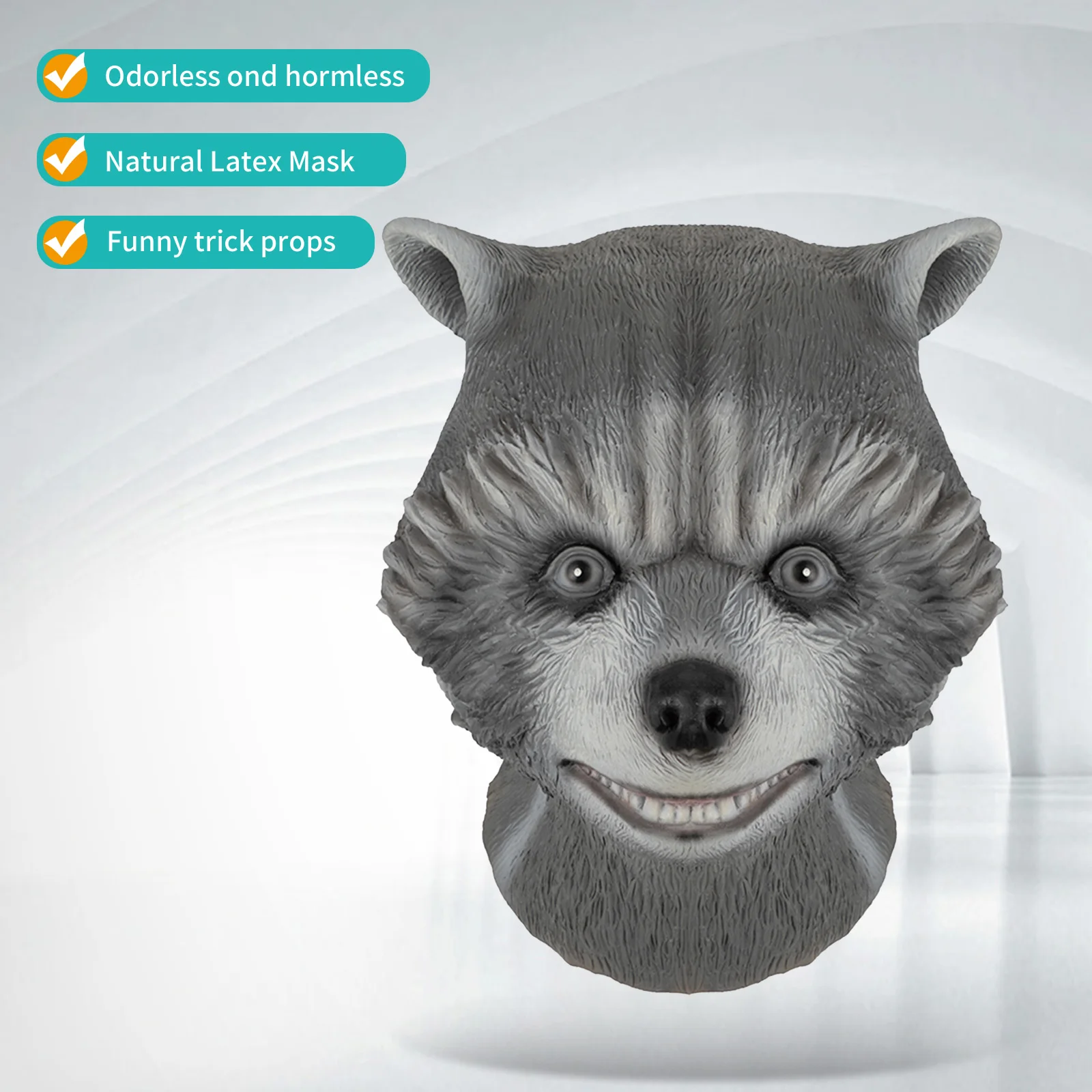 Rocket Raccoon Latex Mask, Guardians of The Galaxy Cosplay Mask, Full Head Animal Mask for Halloween, Party, Costume
