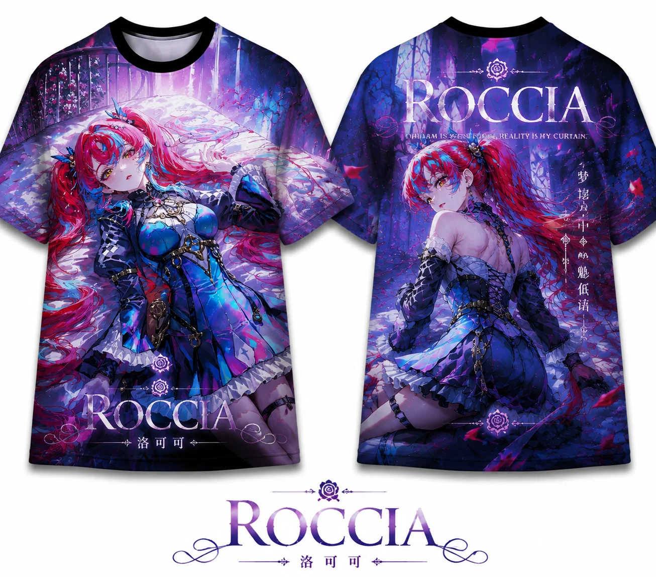 Wuthering Waves Roccia Anime All‑Over Print T‑Shirt, Fantasy Game Character Quick‑Dry Polyester Unisex Casual Short‑Sleeve Tops