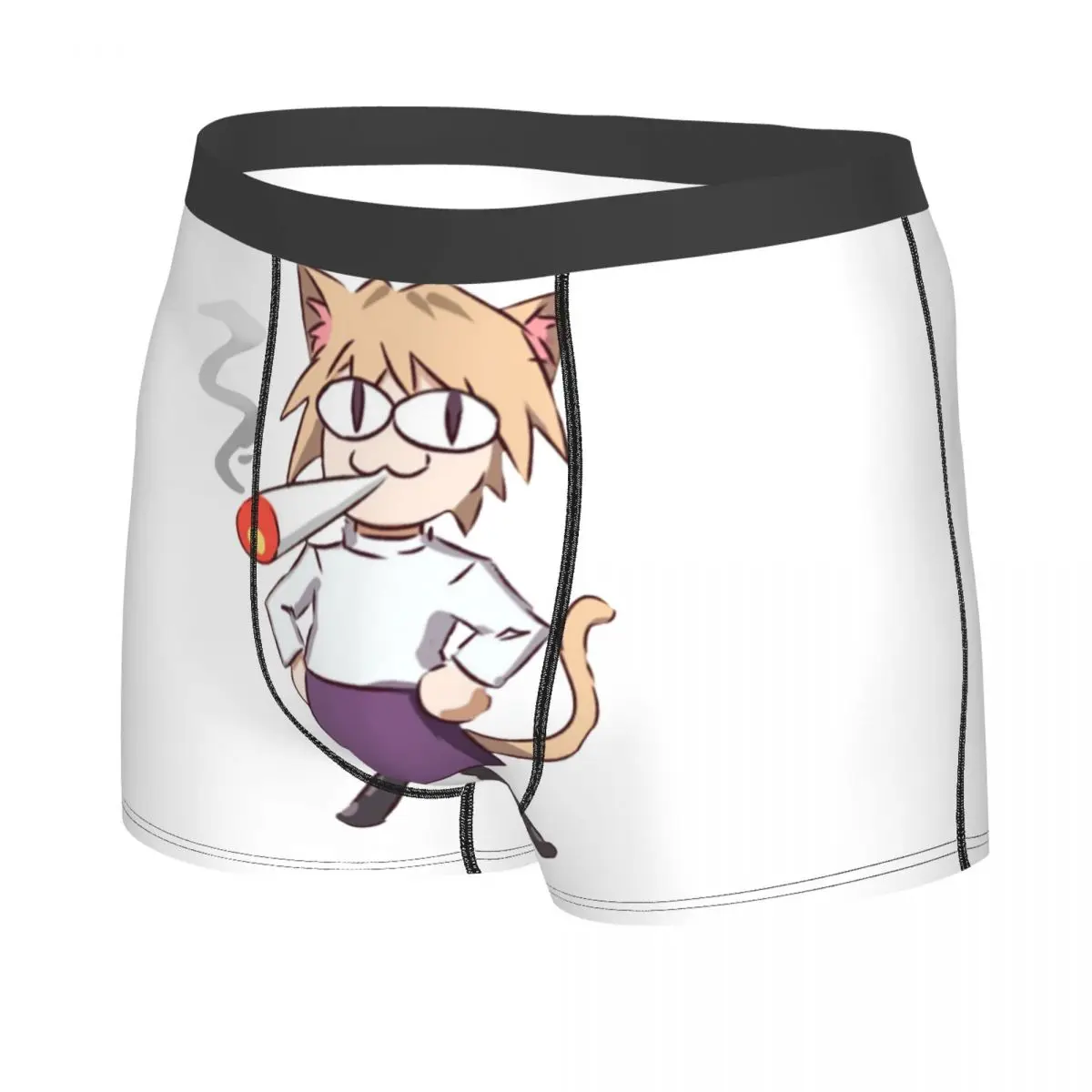 Custom Sexy Male Fashion Neco Arc Smoking Underwear Anime Tsukihime Cat Girl Boxer Briefs Stretch Shorts Panties Underpants