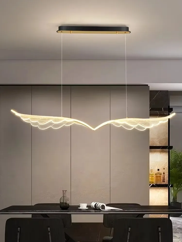 Dining Room Island LED Chandeliers Modern Novelty Restaurant Office Long Wing Pendant Lamp Bar Coffee Acrylic Art Hanging Lights