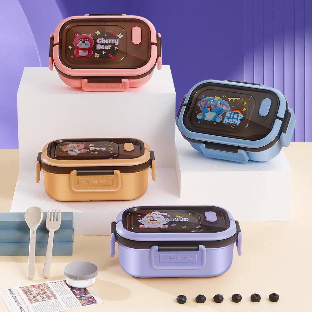 Scatola per il pranzo a doppio strato da 1200 ml Scomparto portatile Salah Scatola per alimenti per frutta Forno per il pranzo al microonde Forchetta e cucchiaio Scatola per picnic fresca