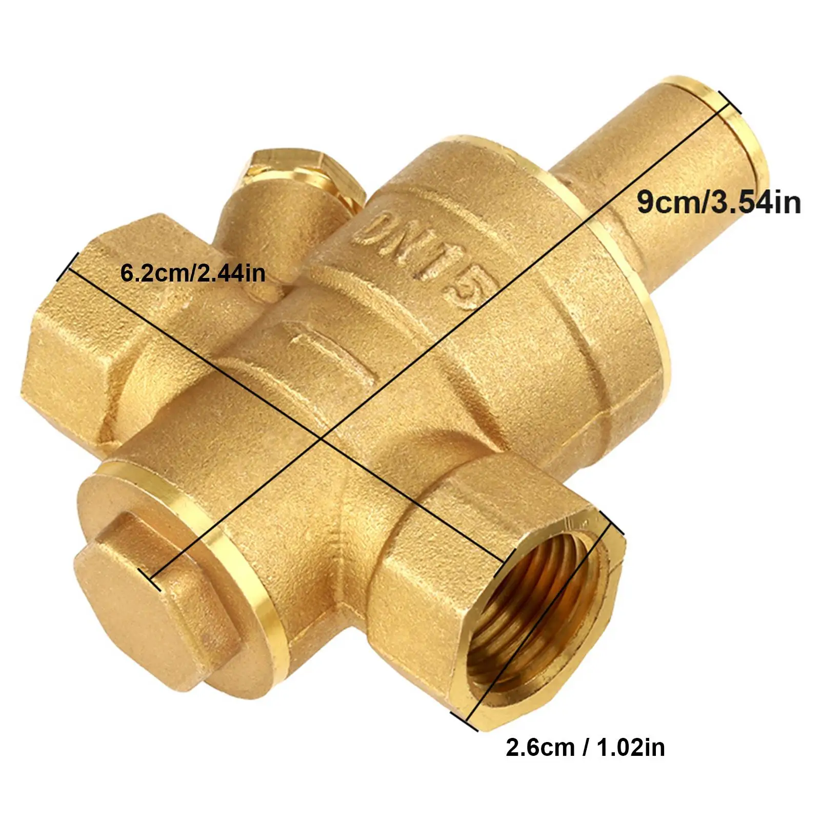 DN15 katup Regulator tekanan air kuningan 1/2 inci, katup Regulator tekanan air 0.05-0, 8mpa dapat disesuaikan dengan meteran