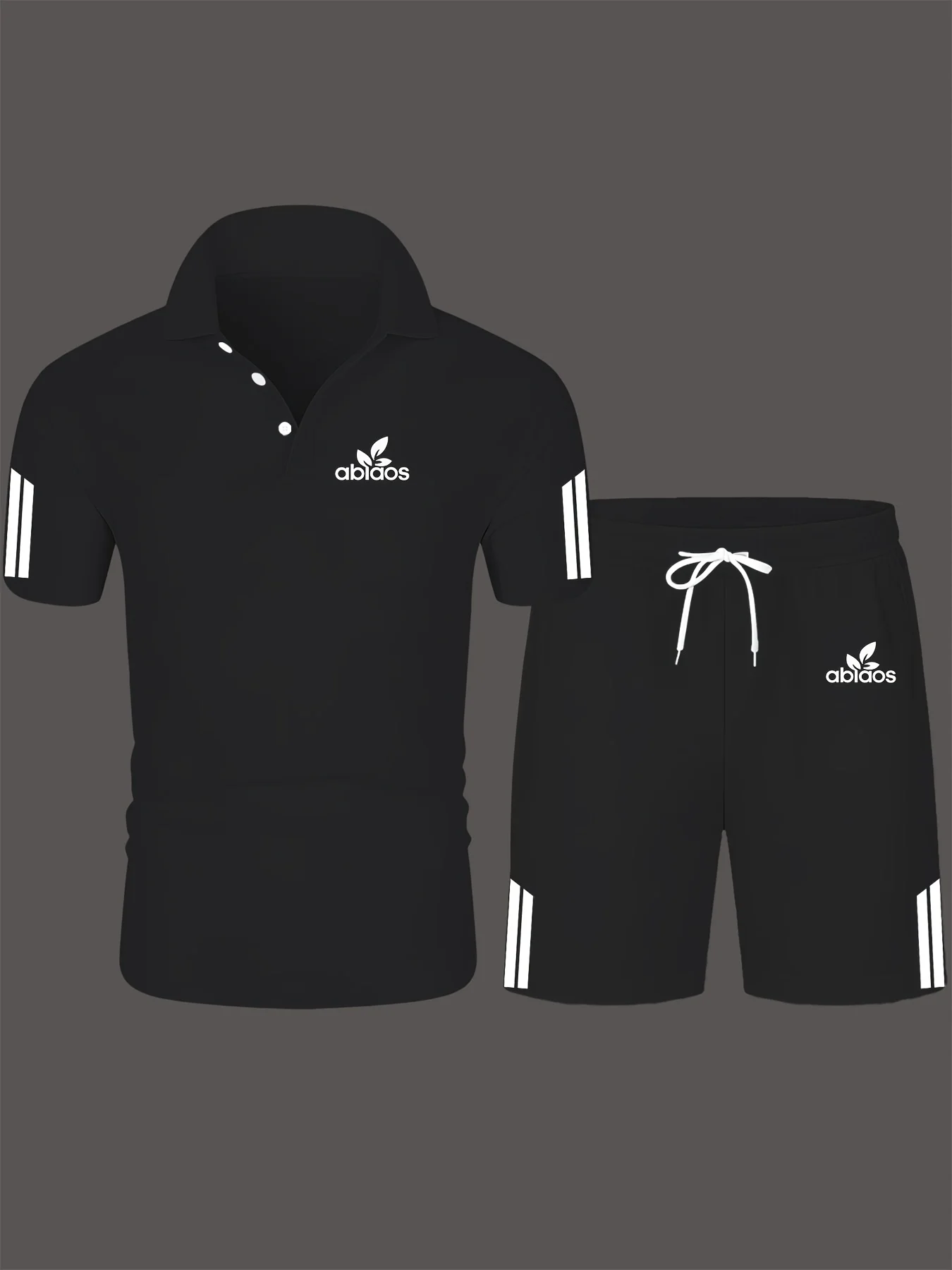 

The Latest "Fashion Black Abiaos" Men's Striped Polo Shirt and Shorts Summer Set for 2026, Men's Fashion 3D Printed Set