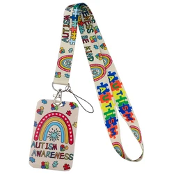 Nurse Doctor Lanyard ID Card Holder Rainbow Credential Holder Neck Straps Autism Awareness Badge Holder Mobile Phone Accessories