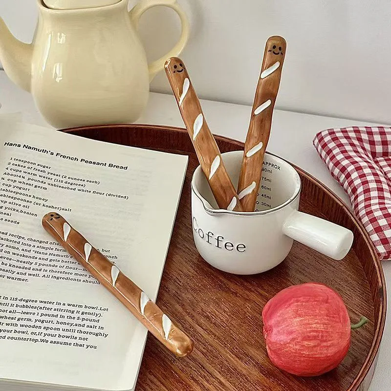 Cute Bread Shape Mixing Stick Cartoon Decoration Ceramics Stirring Rod Reusable Long Handle Bar Stir Sticks Coffee Mixer