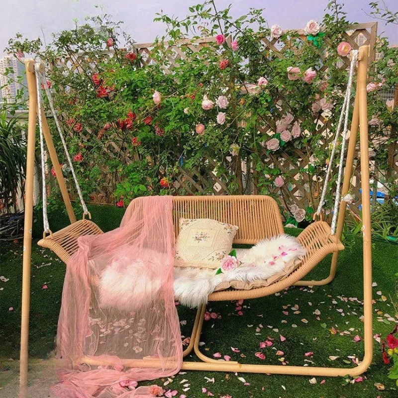 

Sandalwood outdoor courtyard indoor double hammock balcony Internet celebrity garden swing chair hanging chair