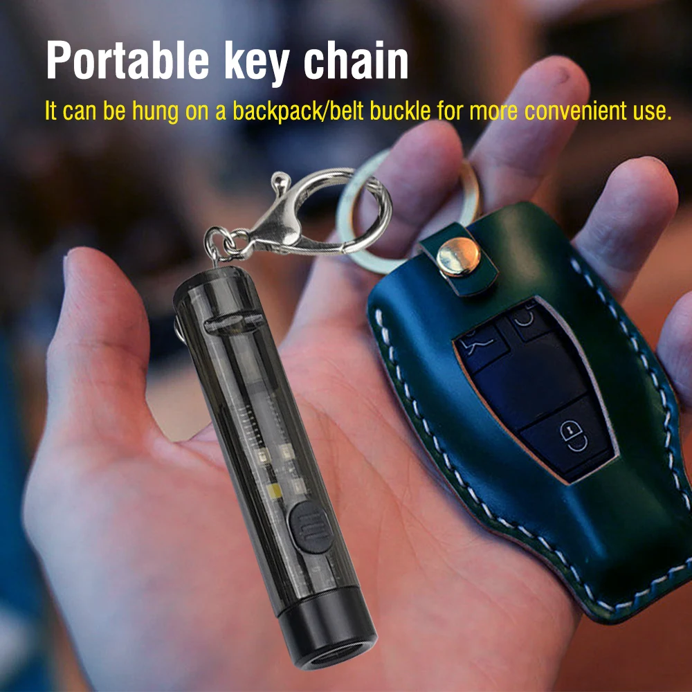 BORUiT S1 EDC Keychain LED Flashlight Type-C Rechargeable Work Light With Whistle Portable Mini Torch Camping Pocket Lantern