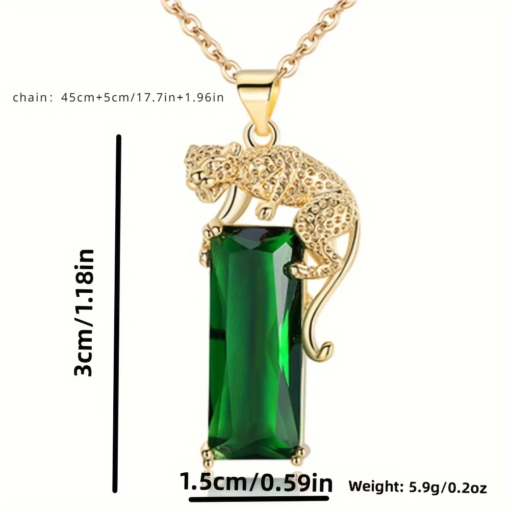 Stylish Leopard Pendant with Green Crystal - Unique Party Accessory Ideal for GiftAnniversary Party Gifts, Jewelry,niche Style,