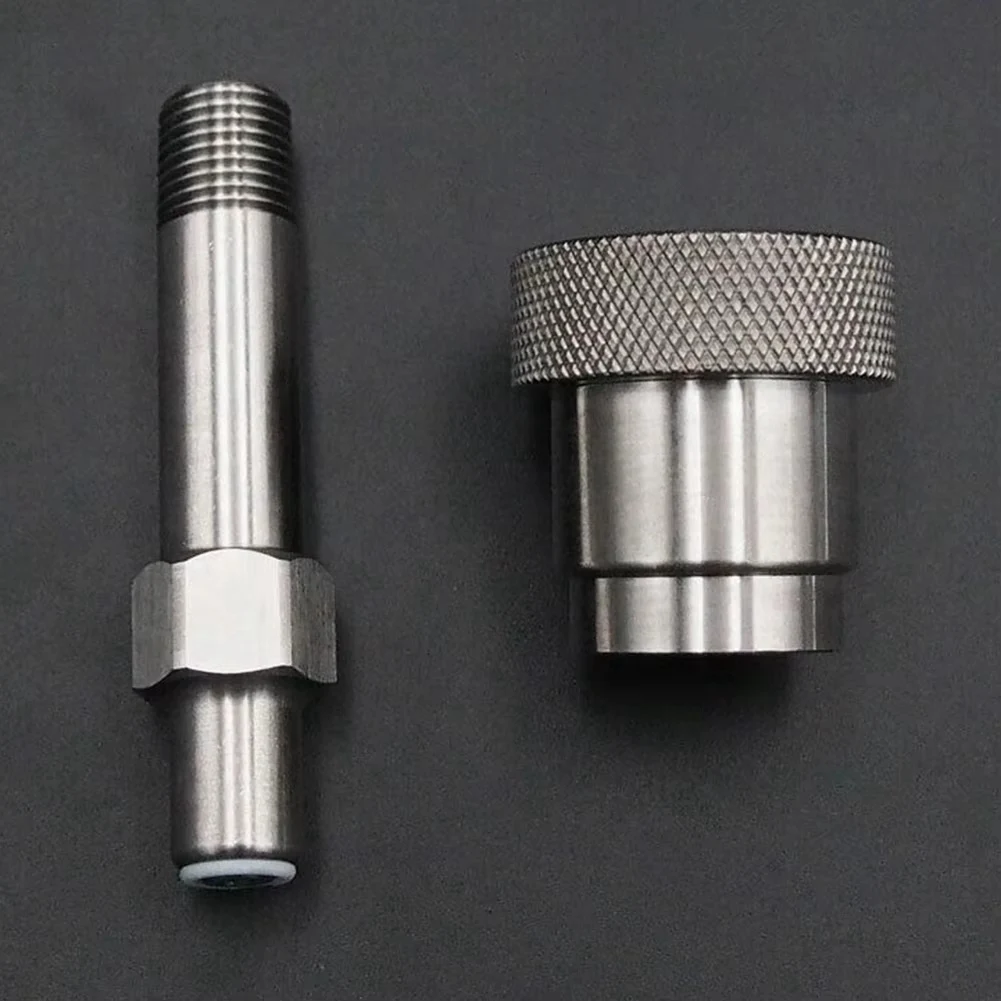 KSOL SS-CGA 347 Kit Stainless Steel 1/4 Inch MNPT Hand Tight Nut and 3 Inch Nipple 347 Atmospheric Bottle Connector
