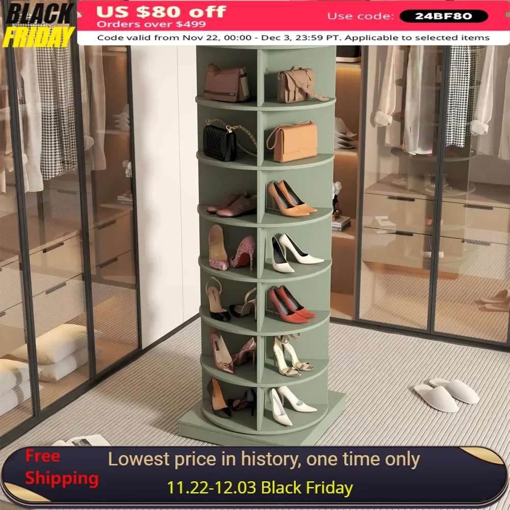 360 Degree Rotating Shoe Cabinet，7 Layer Cylindrical Storage Rack Organizer，Holds 24 Pairs of Shoes，Easy Assembly， Shoe Rack