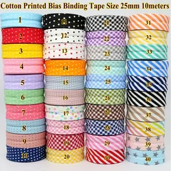 Cotton Bias Tape Ribbon Dots Grid Stripe Tartan Checked Scottish Printed 25mm 1