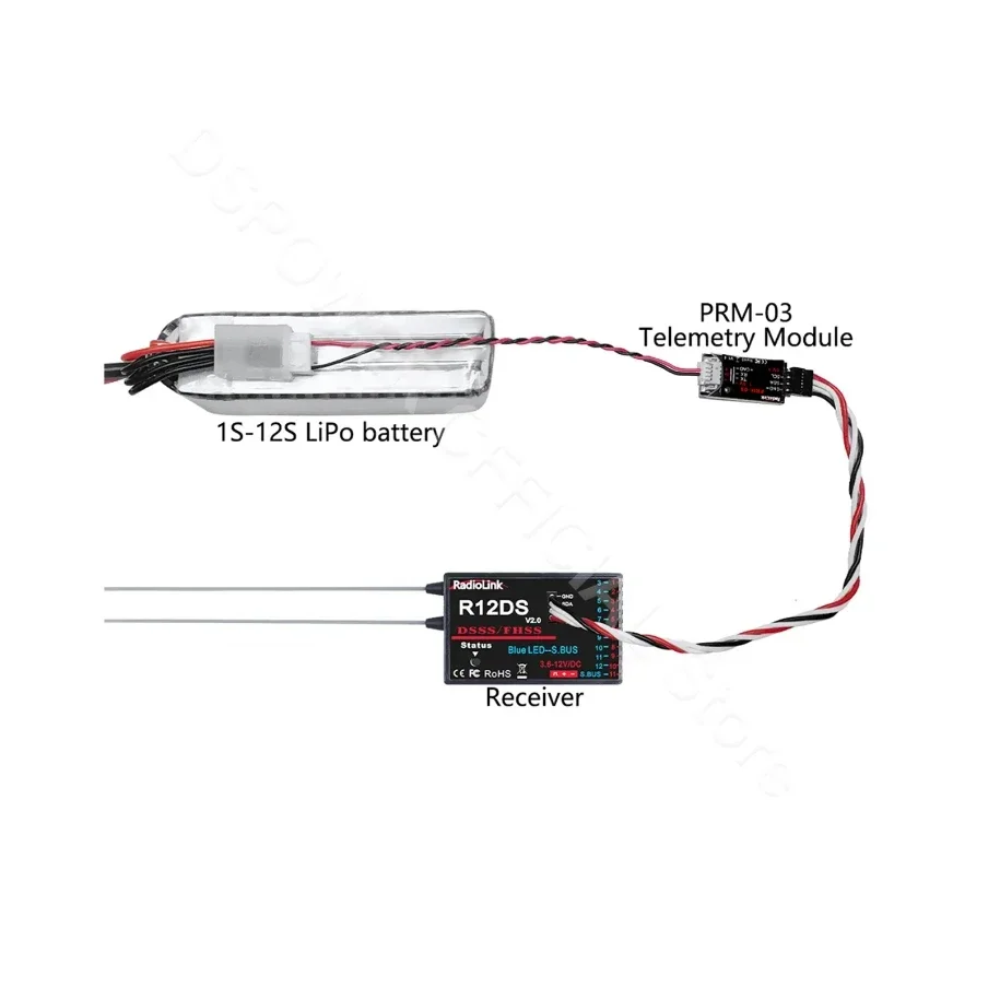 ใหม่ล่าสุด Radiolink PRM-03 OSD Telemetry Sensor สุทธิเที่ยวบินข้อมูลโมดูลสําหรับ AT9 AT9S AT9S Pro AT10 AT10II เครื่องส่งสัญญาณ