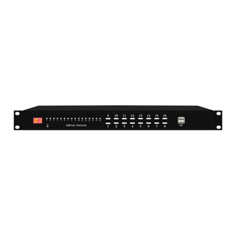Rack-Mounted 4K 30Hz HDMI KVM Switcher LED KVM Console 16 Port Keyboard and Mouse Switch Box