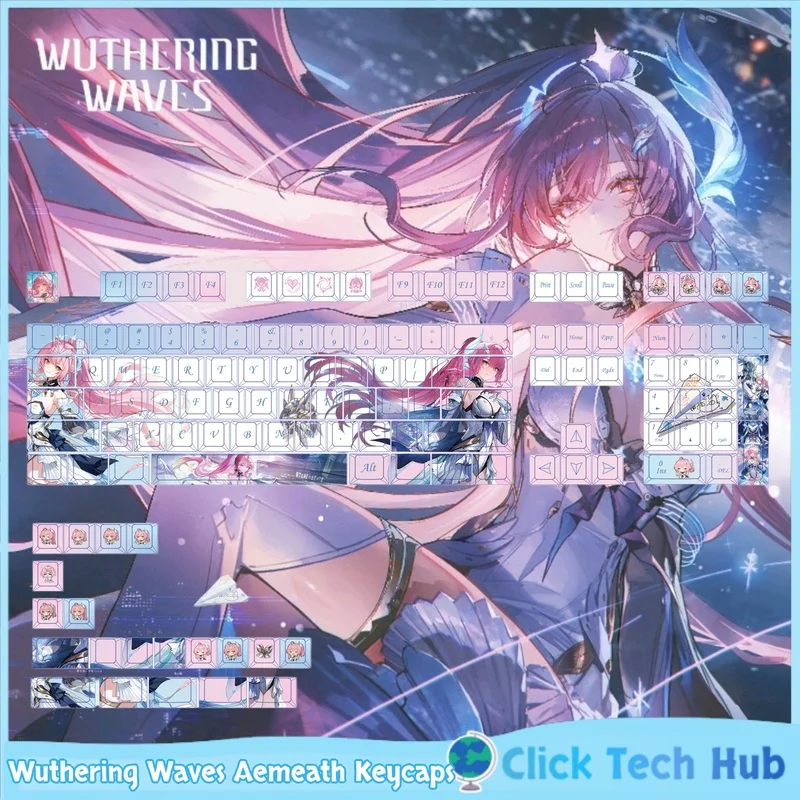 

Wuthering Waves Aemeath Keycaps 128key Character Theme Key Cap Anime Pbt Hot Sublimation Game Theme Mechanical Keyboard Keycaps