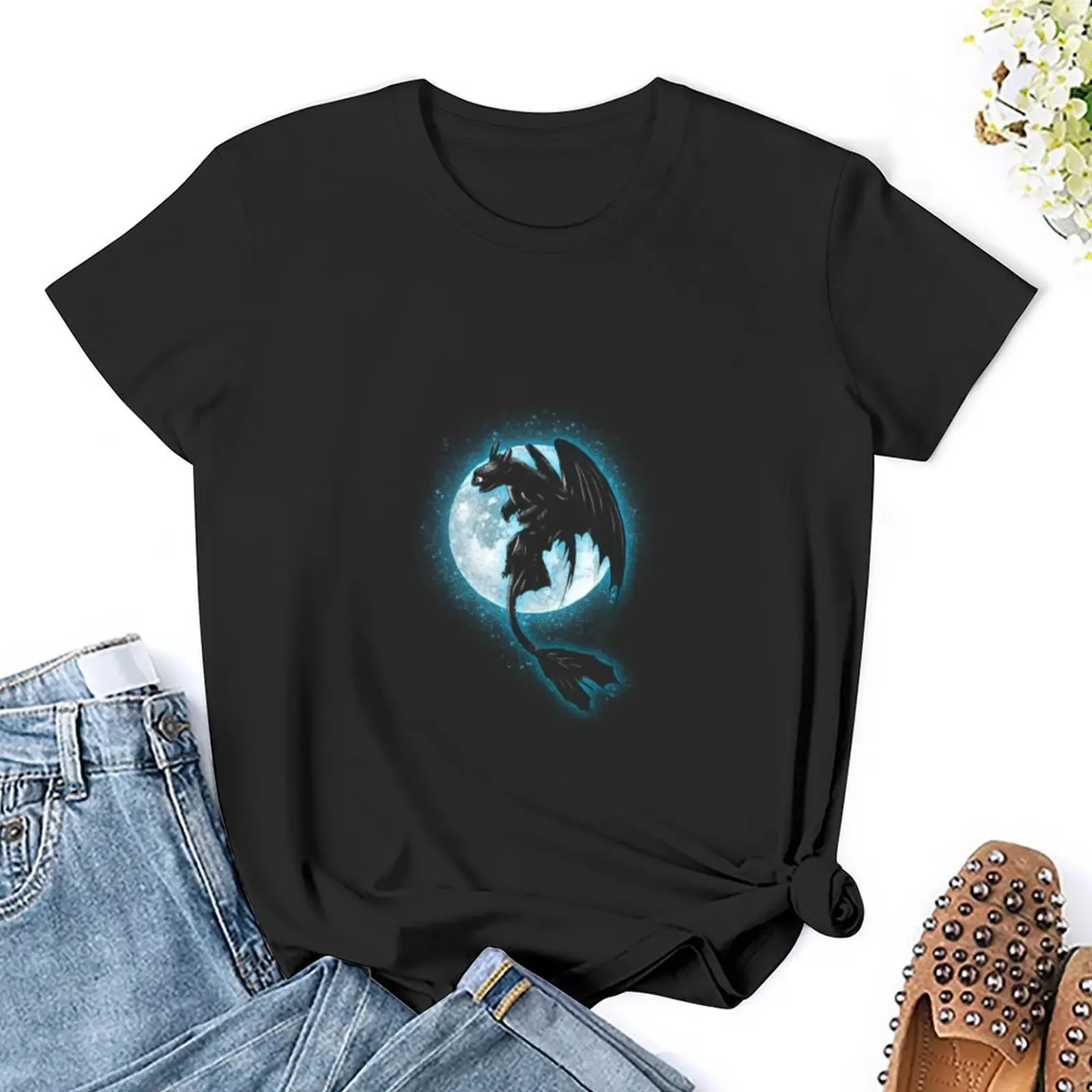 Moonlight Dragon T-Shirt customs quick drying blanks tees Woman fashion
