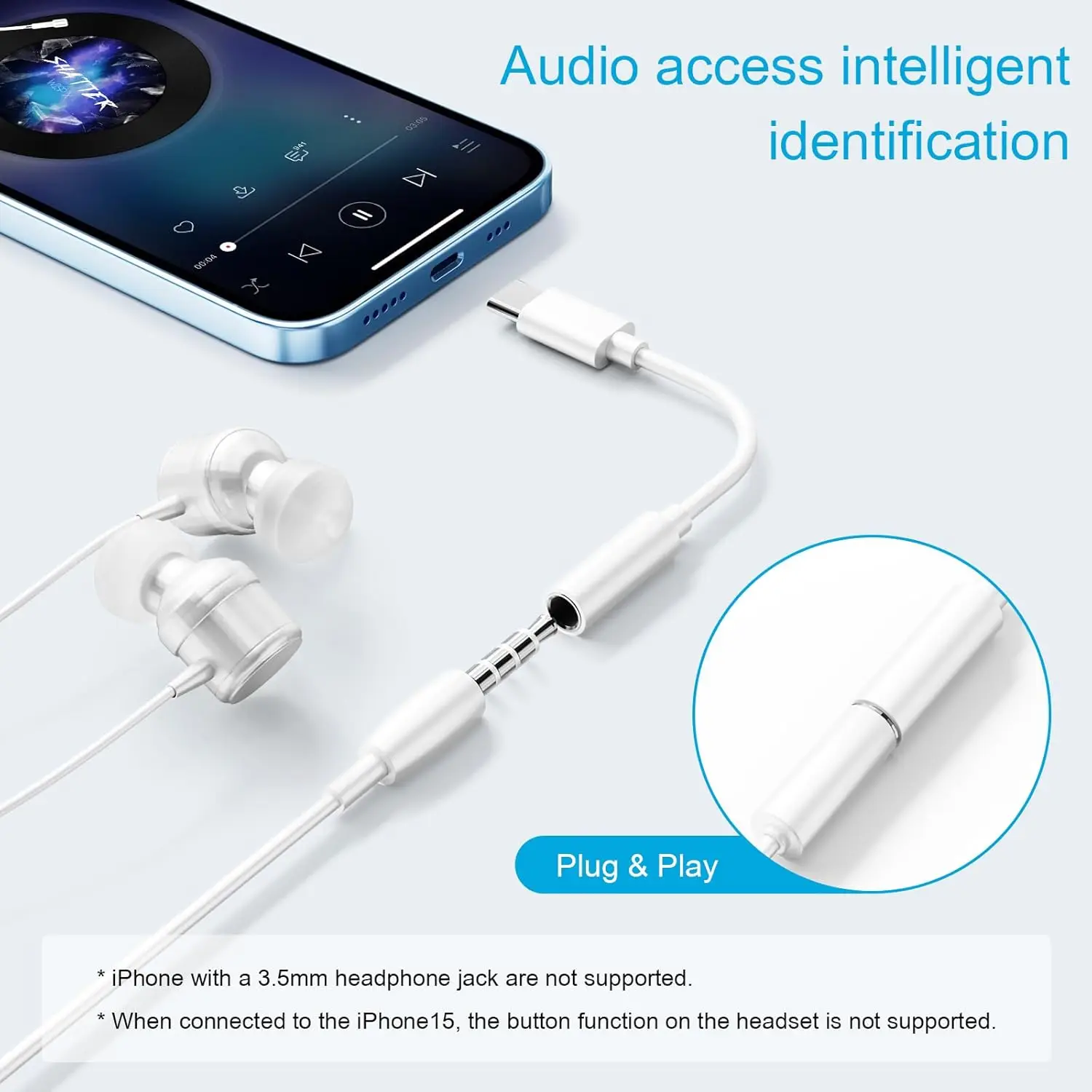 4 قطع محول سماعة رأس USB-C إلى 3.5 ملم، كابل Aux Audio Dongle، متوافق مع Samsung S20/S20+/S20 Ultra، Pixel 4/4XL والمزيد #5