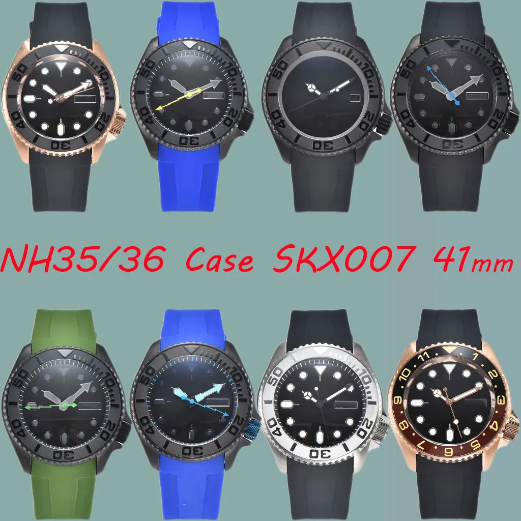 Men\'s Watch Accessories 41MM NH35 Case SKX007 Men\'s Watch Sapphire Glass Case 28.5MM Dial Ring Fit NH36 Movement